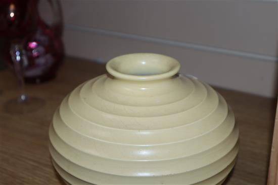 A Wedgwood yellow ground vase designed by Keith Murray height 16cm